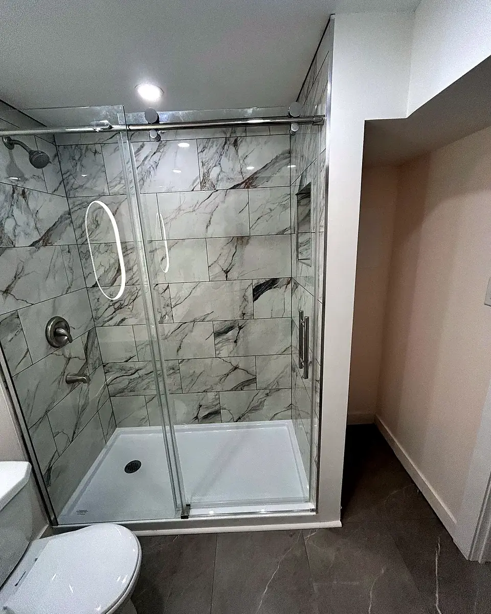 Basement shower after renovation